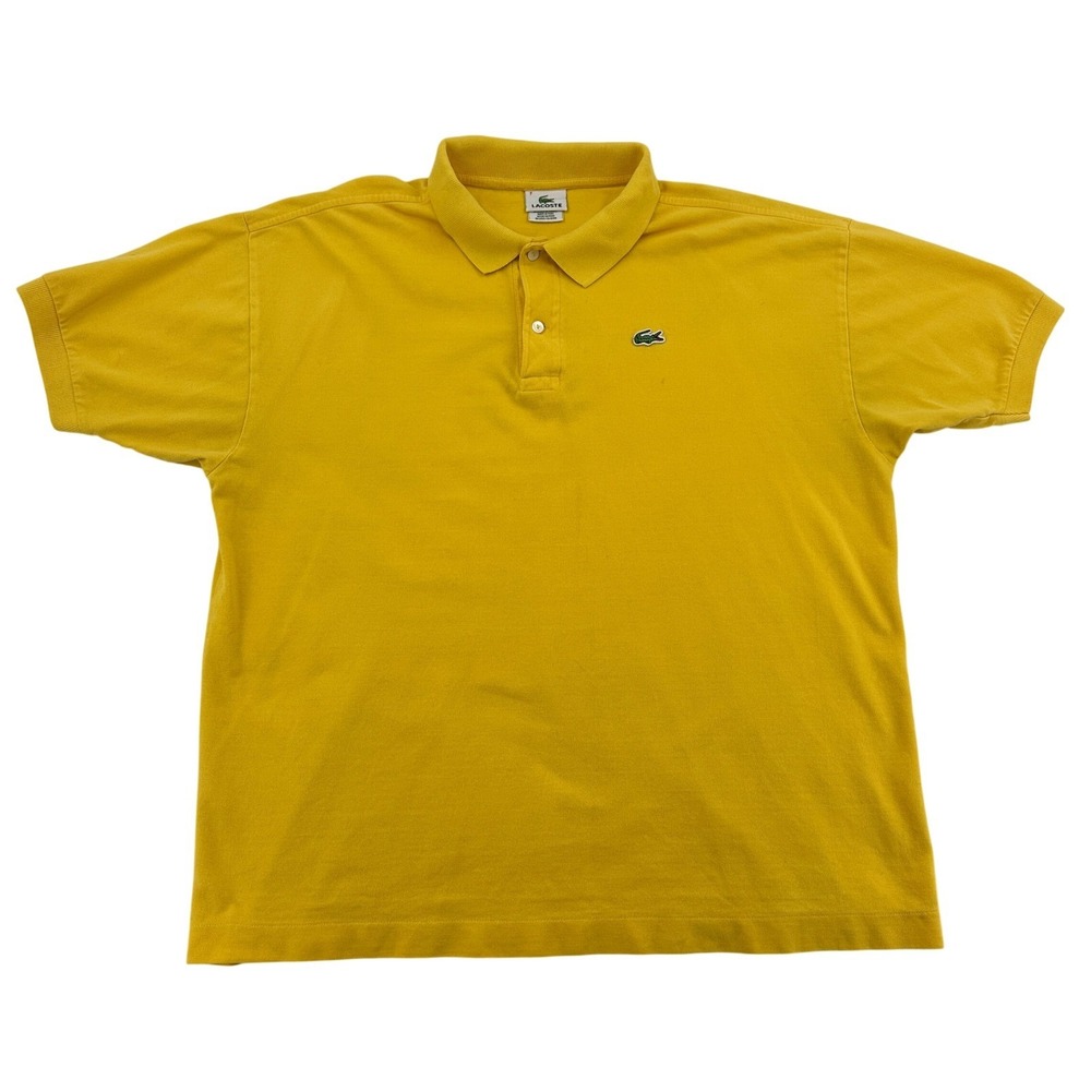 Lacoste Mens Size 7 Yellow Short Sleeve Polo Shirt Embroidered Crocodile Logo